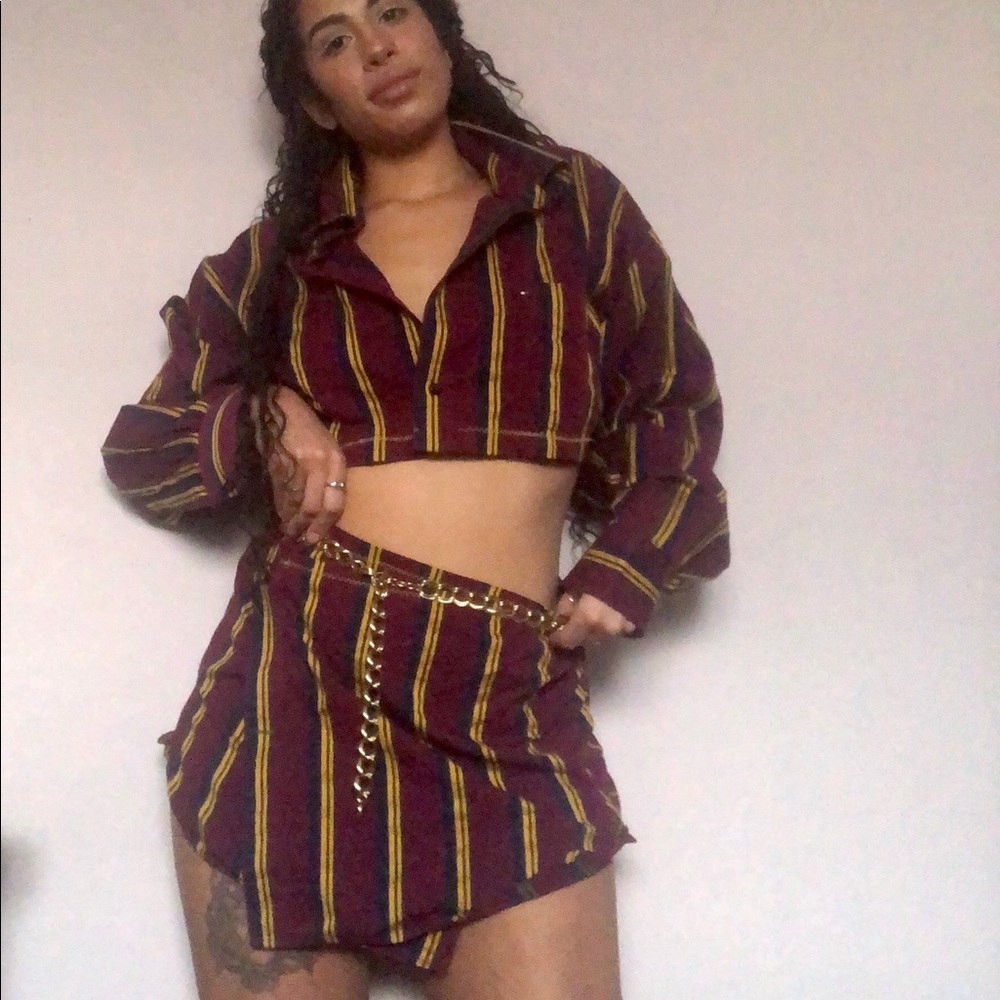 Wrap skirt and cropped jacket set
